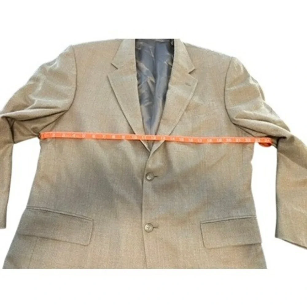 Oscar‎ de la Renta Mens Tan Two Button Blazer Sport Coat Beige Textured Jacket